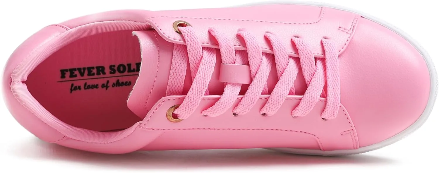 FEVERSOLE Women's Fashion Lightweight Spring Summer Vegan Leather Sneaker Casual Comfort Walking Shoes