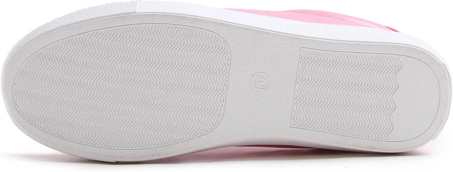 FEVERSOLE Women's Fashion Lightweight Spring Summer Vegan Leather Sneaker Casual Comfort Walking Shoes