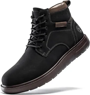 FLYLAND Men's Fashion Sneaker Chukka Boots Lace Up Leather Ankle Dress Boot Lightweight Non-Slip Walking Shoes
