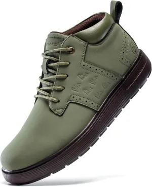 FLYLAND Men's Fashion Sneakers Chukka Boots Lace Up Leather Ankle Dress Boot Lightweight Walking Driving Shoes