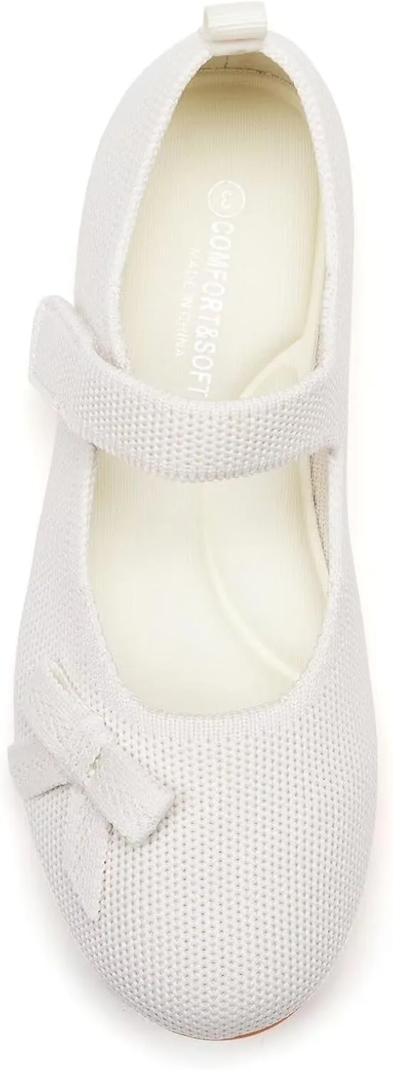 Frank Mully Girls Dress Shoes Mary Janes Girl Flats Slip on Ballet Flat Party School Shoes with Bow Toddler/Little Kid/Big Kid