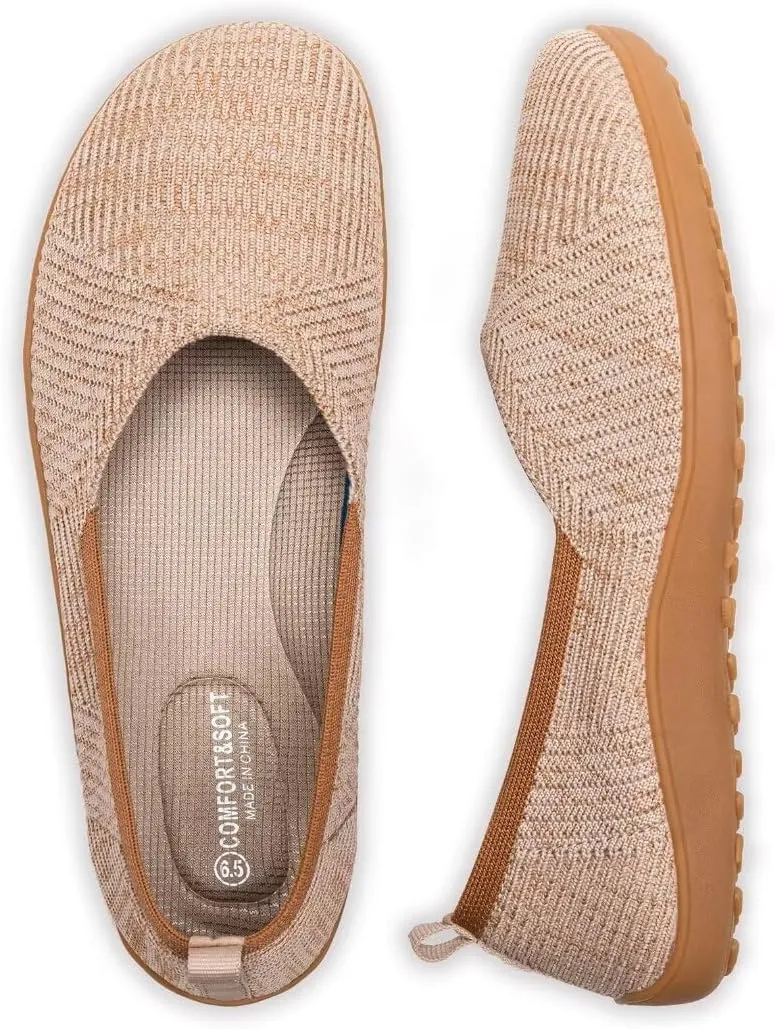 Frank Mully Womens Flat Shoes Wide Toe Box Knitted Flats Comfort Wide Width Walking Flats