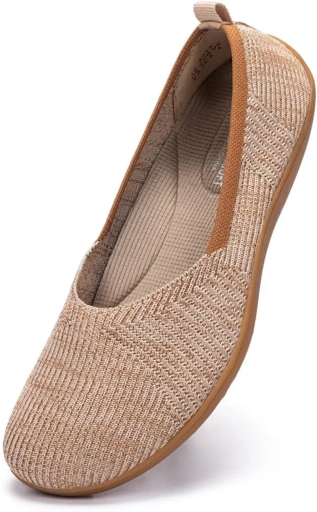 Frank Mully Womens Flat Shoes Wide Toe Box Knitted Flats Comfort Wide Width Walking Flats