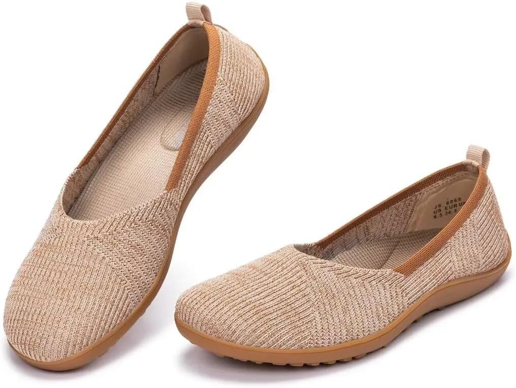 Frank Mully Womens Flat Shoes Wide Toe Box Knitted Flats Comfort Wide Width Walking Flats