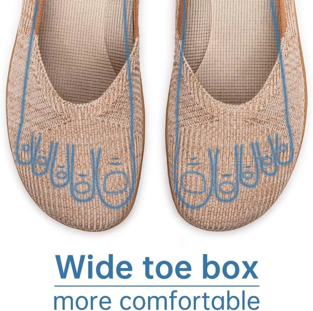 Frank Mully Womens Flat Shoes Wide Toe Box Knitted Flats Comfort Wide Width Walking Flats
