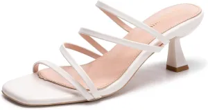 Frank Mully Women's Strappy Heels Comfortable Kitten-Heels Sandals Square Open Toe Cute Wedding Party Evening Prom Dress Pump Sandals Shoes