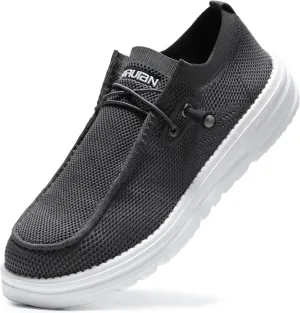 Furuian Comfortable Steel Toe Shoes Men Slip On Walking Sneakers Lightweight Safety Work Shoes