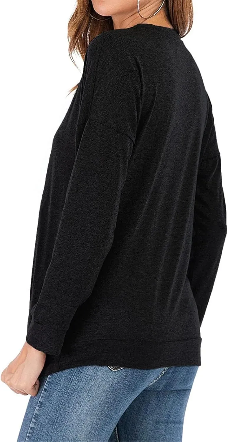 Fuyxxmer Happy Camper Sweatshirt Women Vintage Mountain Graphic Tee Long Sleeve Pullover Blouses Top Shirts with Pockets