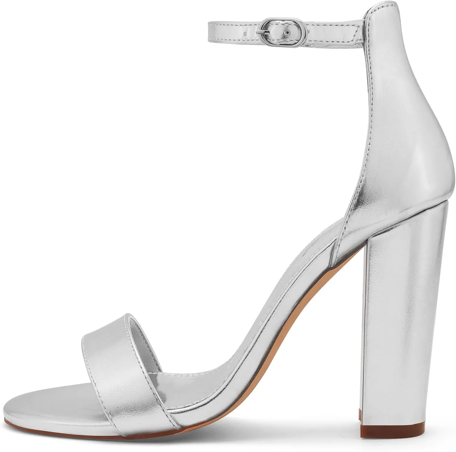 GENSHUO Women's 4-inch Chunky High Heel Sandals with Ankle Strap,Party Wedding Bridal Shoes
