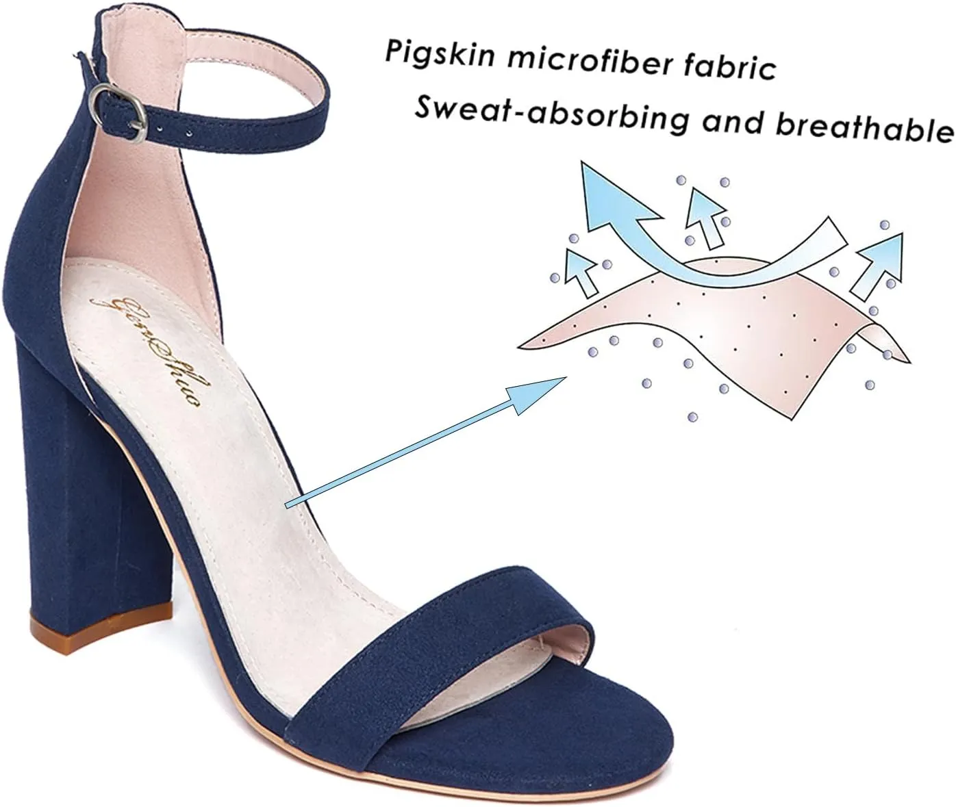 GENSHUO Women's 4-inch Chunky High Heel Sandals with Ankle Strap,Party Wedding Bridal Shoes