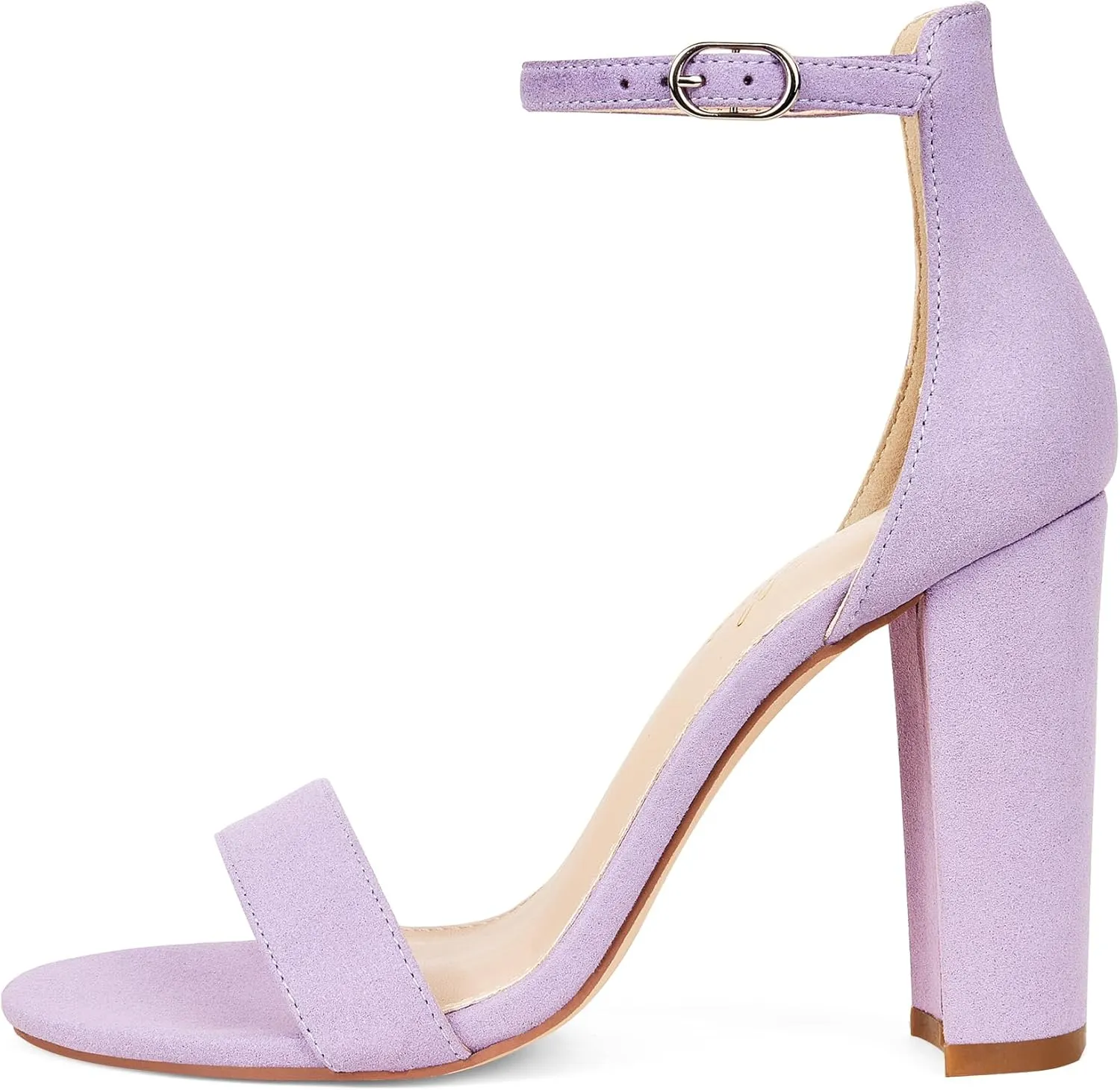 GENSHUO Women's 4-inch Chunky High Heel Sandals with Ankle Strap,Party Wedding Bridal Shoes