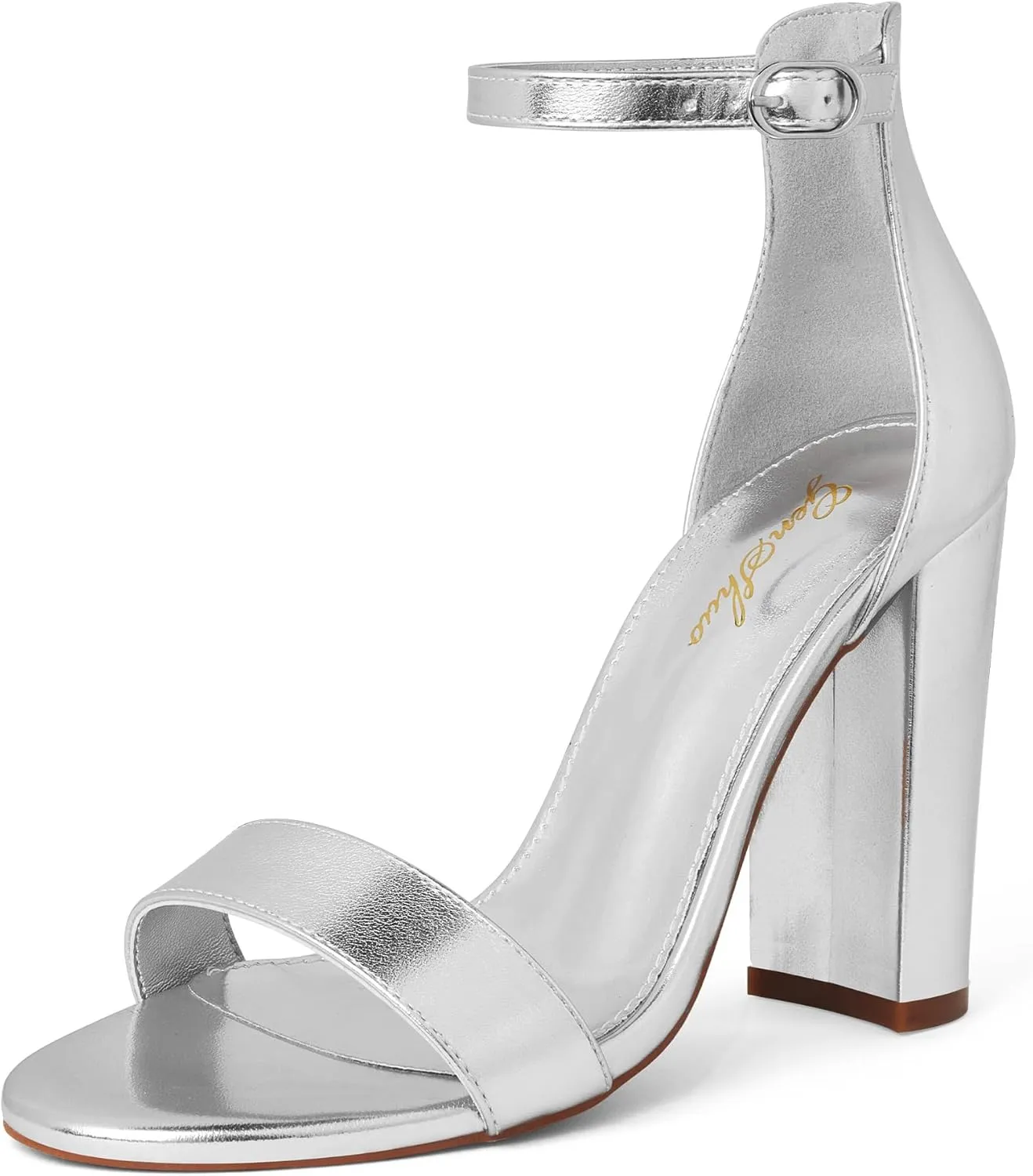 GENSHUO Women's 4-inch Chunky High Heel Sandals with Ankle Strap,Party Wedding Bridal Shoes