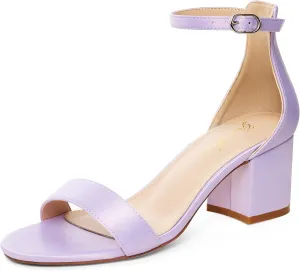 GENSHUO Women's Low Kitten Heel Sandals Strappy Open Square Toe Dress Heels Comfortable Sexy Cute Ankle Strap Wedding Party Prom Summer Heeled Shoes