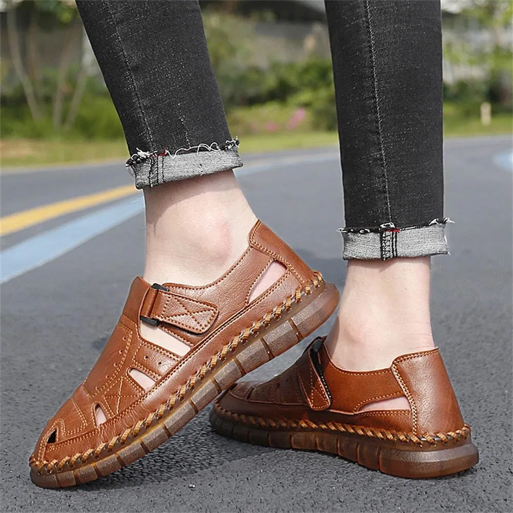 GEXECEUSS Sandals for Men Closed Toe Leather Sport Sandals Fisherman Sandals Outdoor Casual Walking Sandals Summer Water Shoes Beach Wading Shoes