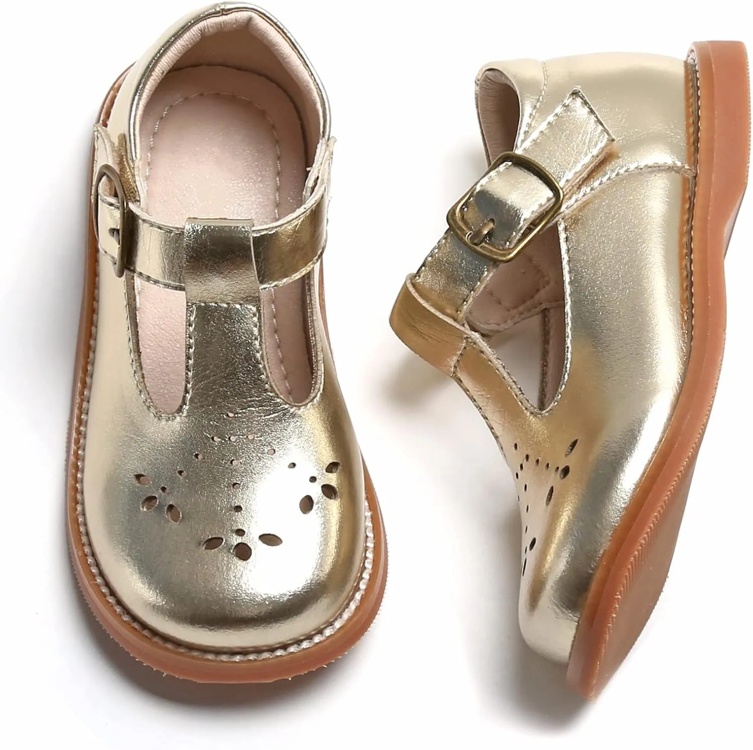 GINFIVE Toddler Girls Dress Shoes Little Kids Flats School Mary Janes Shoes