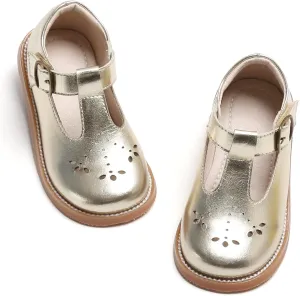 GINFIVE Toddler Girls Dress Shoes Little Kids Flats School Mary Janes Shoes