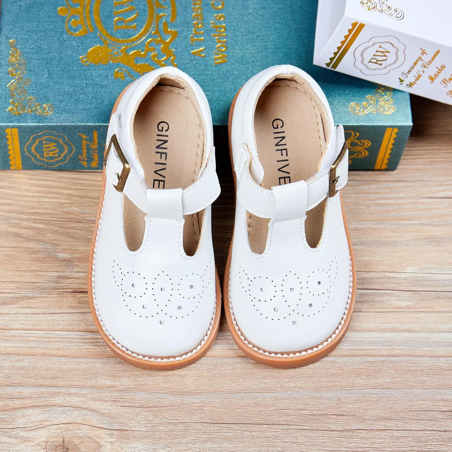 GINFIVE Toddler Little Girls Mary Janes Flats Girls Dress Shoes Kids Shoes