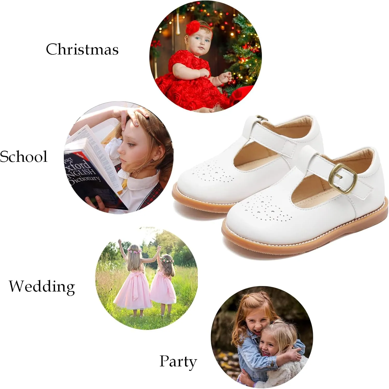 GINFIVE Toddler Little Girls Mary Janes Flats Girls Dress Shoes Kids Shoes