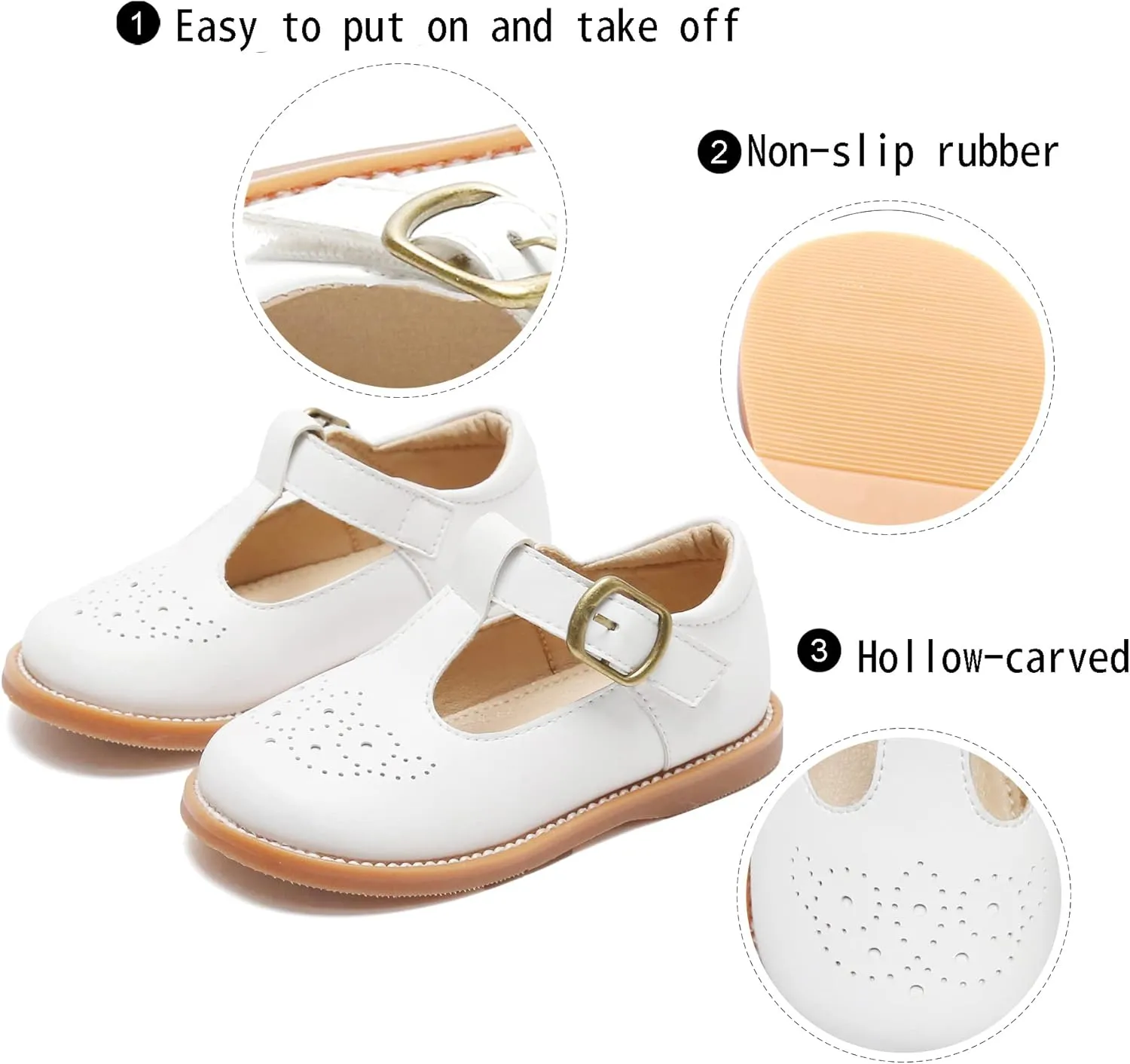 GINFIVE Toddler Little Girls Mary Janes Flats Girls Dress Shoes Kids Shoes
