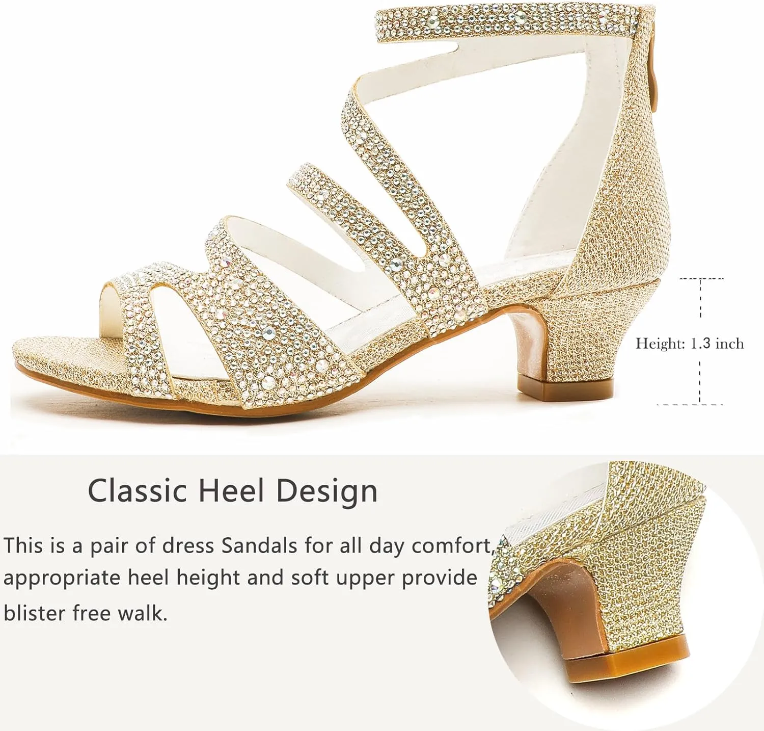 Girls High Heels Glittle Wedding Party Dress Shoes Flower Girl Pump Sandals for Toddler Little Big Kid