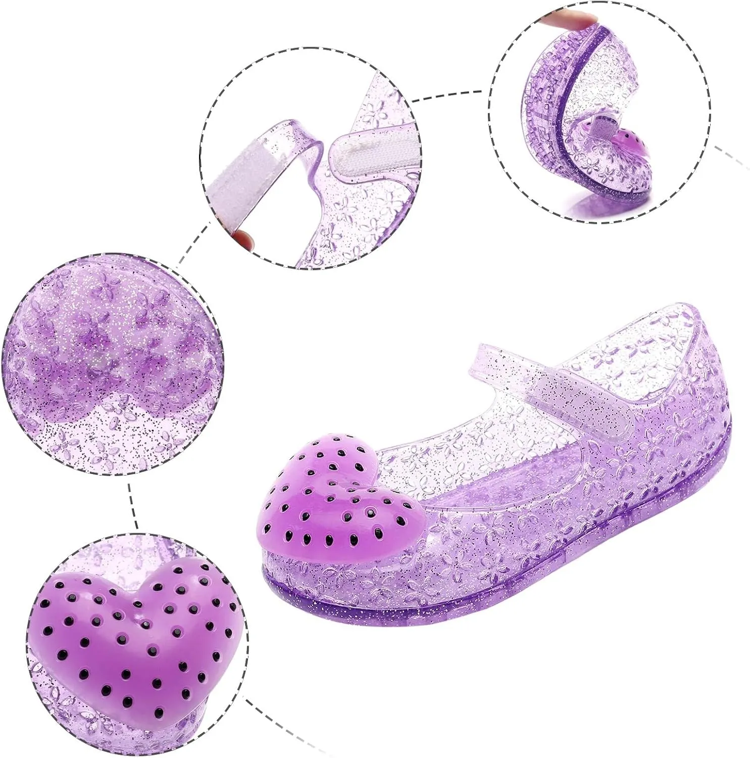 Girls Jelly Flats Shoes Kids Princess Costumes Cosplay Party Dress Up Mary Jane Sandals Shoes Fancy Princess Dress Up Flat