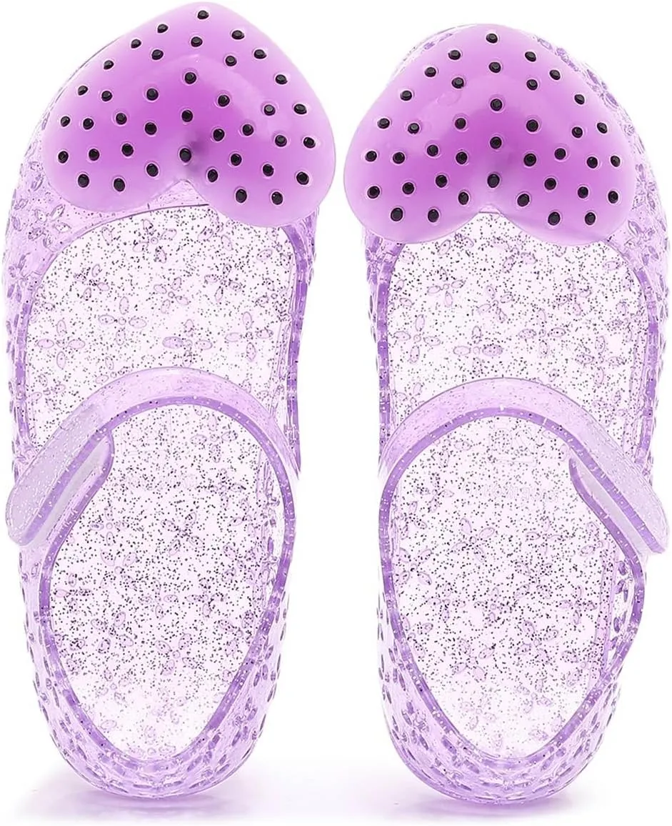 Girls Jelly Flats Shoes Kids Princess Costumes Cosplay Party Dress Up Mary Jane Sandals Shoes Fancy Princess Dress Up Flat