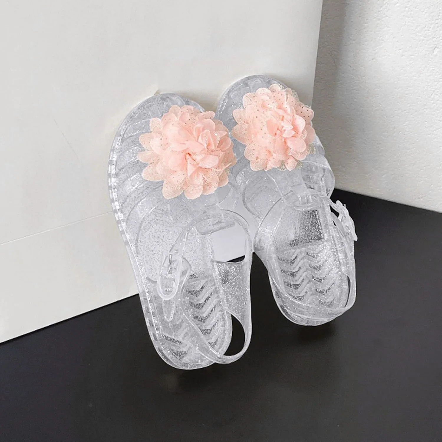 Girls Jelly Sandals Toddler Flower Princess Sandals Shoes Mary Jane Jelly Shoes Kids Summer Casual Water Beach Flat Sandal