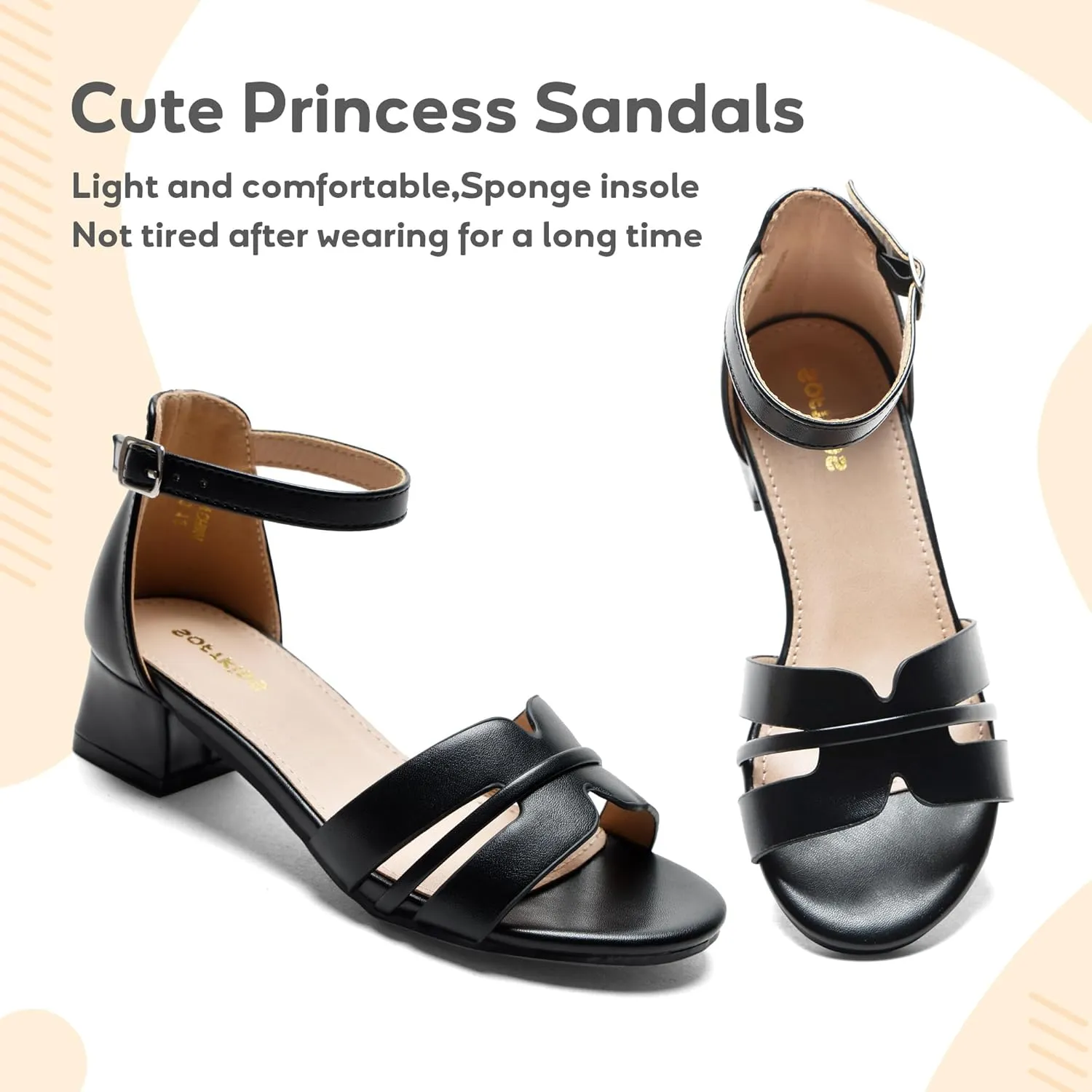 Girls Sandals Low Heels Girl Dress Shoes Open Toe Flower Girl Wedding Party for Toddler Little Big Kid
