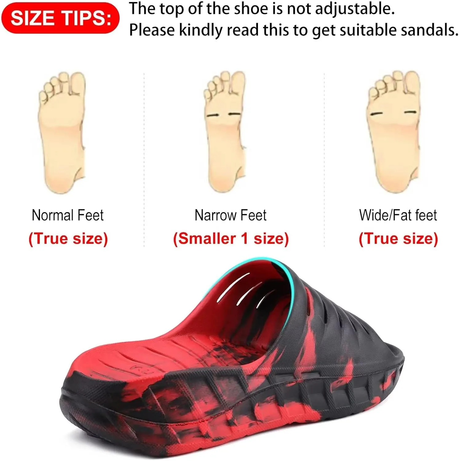 GPOS Mens Sport Recovery Sandals Plantar Fasciitis Thick Cushion Slides Sandals Lightweight Comfort Orthotic Slippers