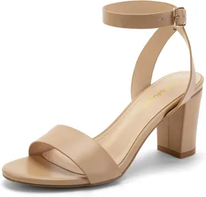 Greatonu Women's Clear Chunky Heels Sandals Open Toe Ankel Strap Block Heel Sandal for Women Dressy Party Wedding Shoes Transparent High Heels Sandals Pumps