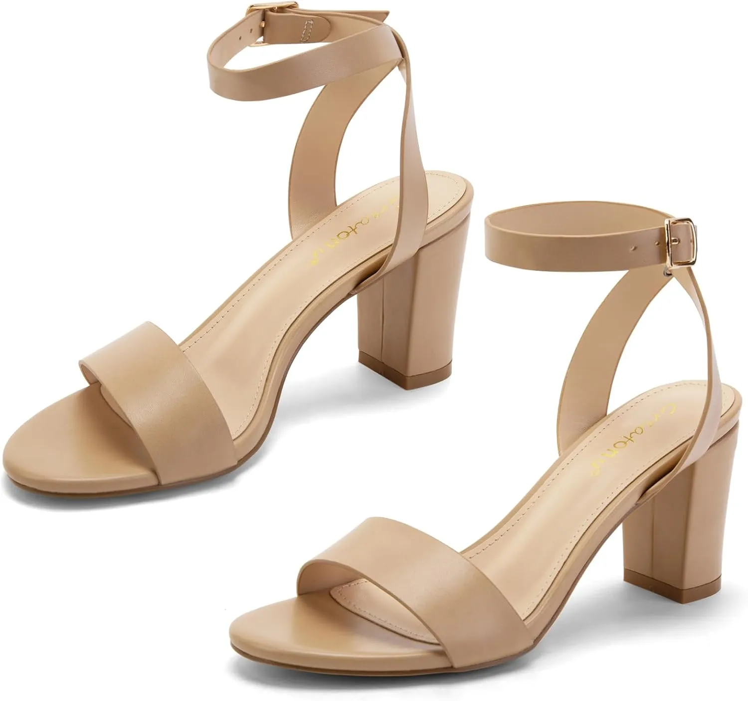 Greatonu Women's Clear Chunky Heels Sandals Open Toe Ankel Strap Block Heel Sandal for Women Dressy Party Wedding Shoes Transparent High Heels Sandals Pumps