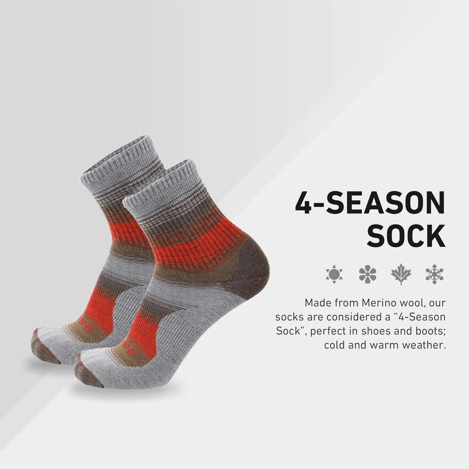 GRIP6 Wool Micro-Crew Socks: Lightweight Wool Socks for Hiking, All Day Comfort - Wicking Crew Socks for Men and Women