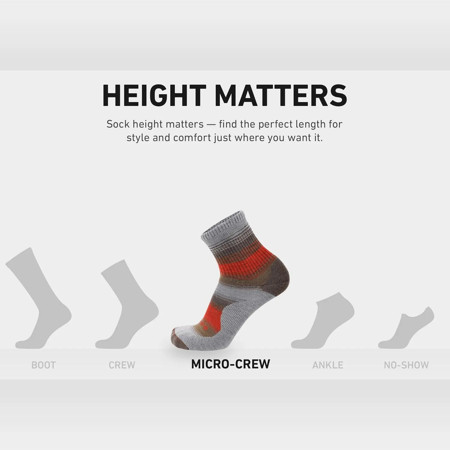 GRIP6 Wool Micro-Crew Socks: Lightweight Wool Socks for Hiking, All Day Comfort - Wicking Crew Socks for Men and Women