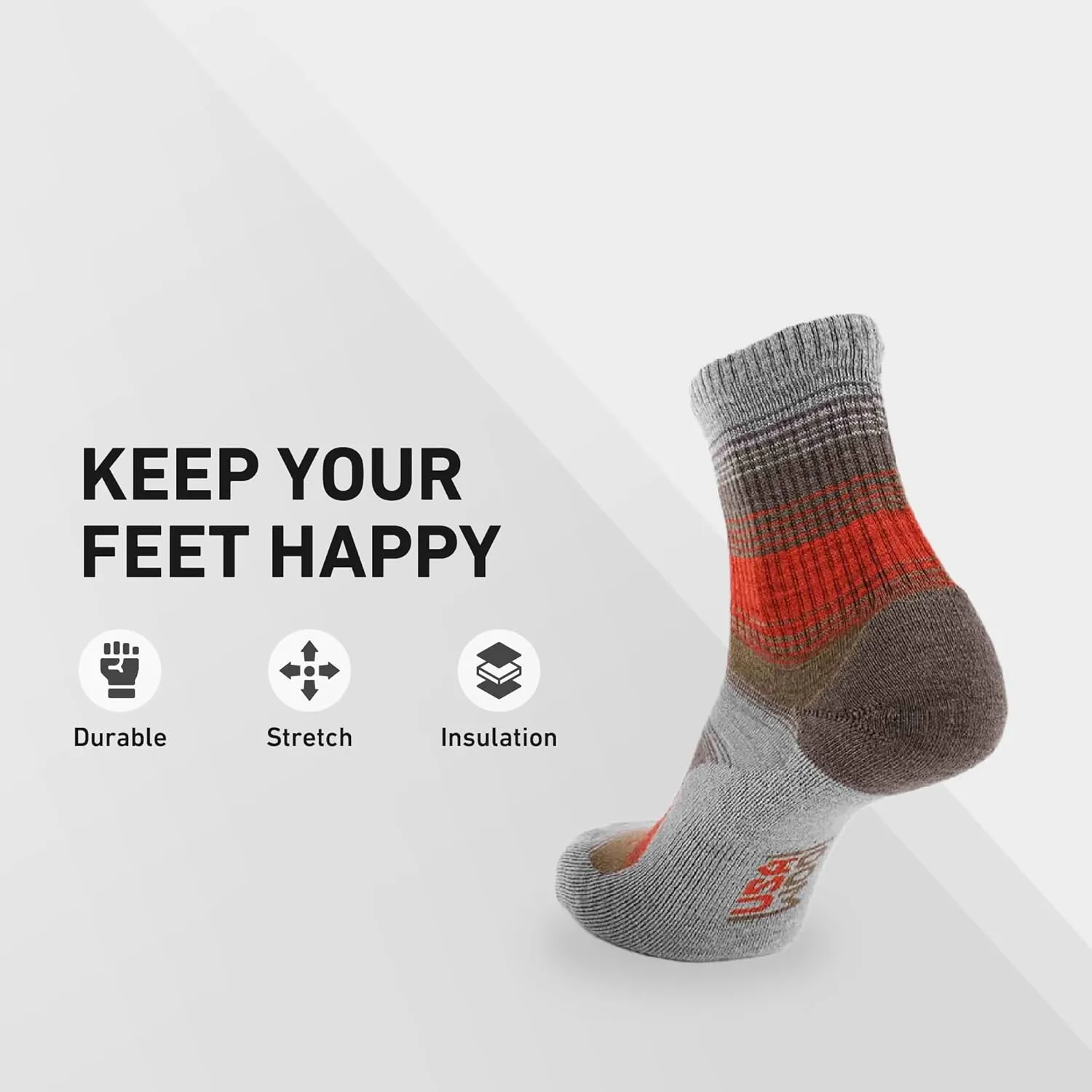 GRIP6 Wool Micro-Crew Socks: Lightweight Wool Socks for Hiking, All Day Comfort - Wicking Crew Socks for Men and Women