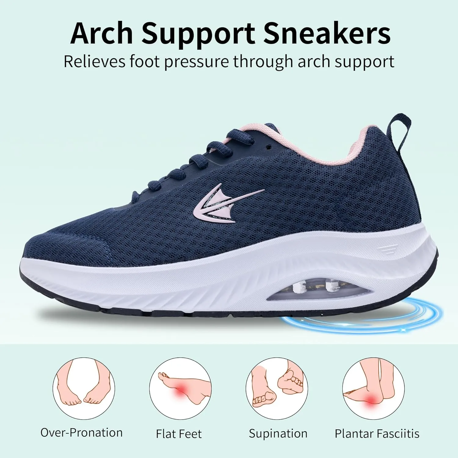 Gyeice Wide Toe Box Shoes Women Walking Shoes Arch Support Orthotic Sneakers Comfortable Tennis Shoes for Plantar Fasciitis Foot Pain Relief US Size 6-11