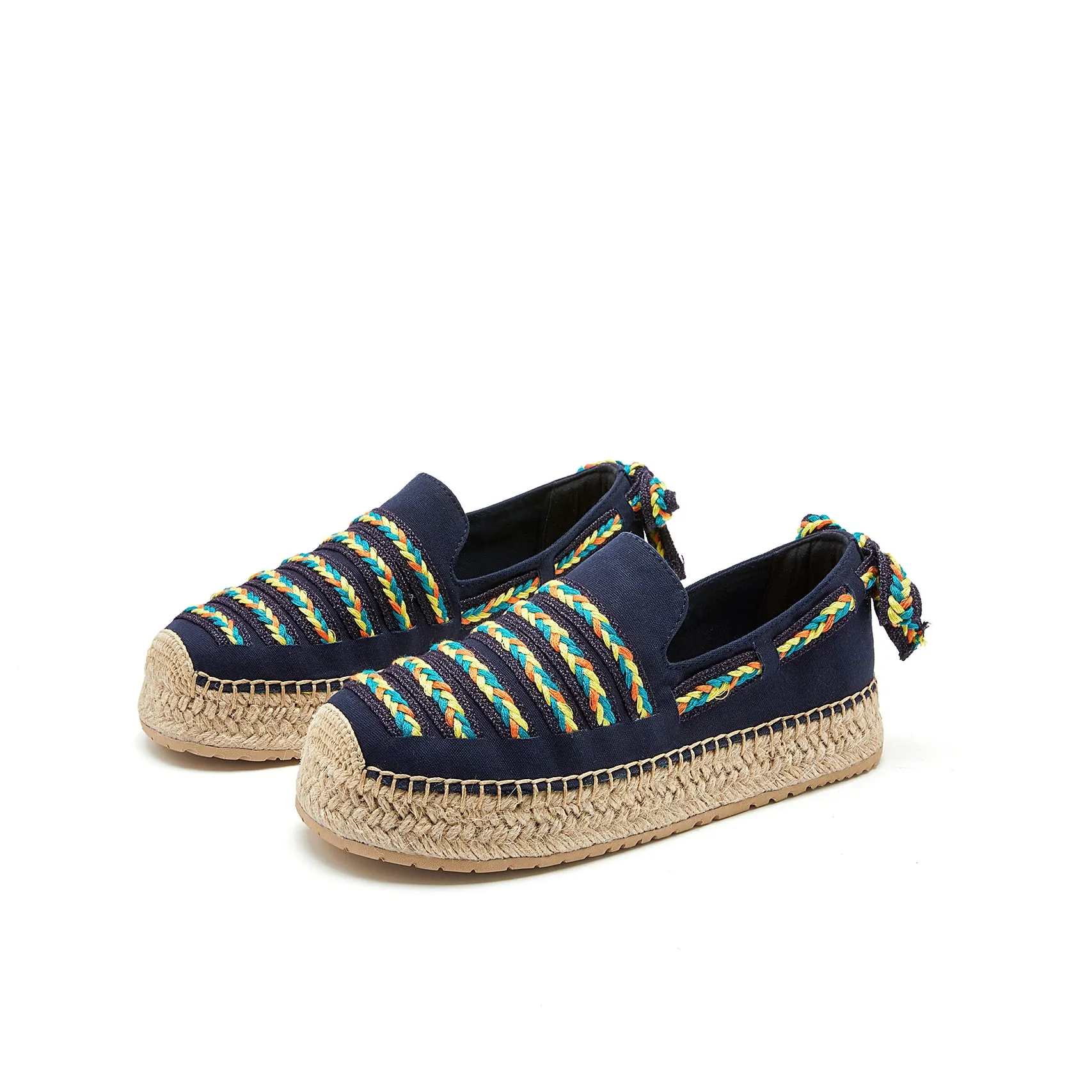 Handmade Women’s Slip-On Espadrille Canvas Loafers in Yellow-05321W