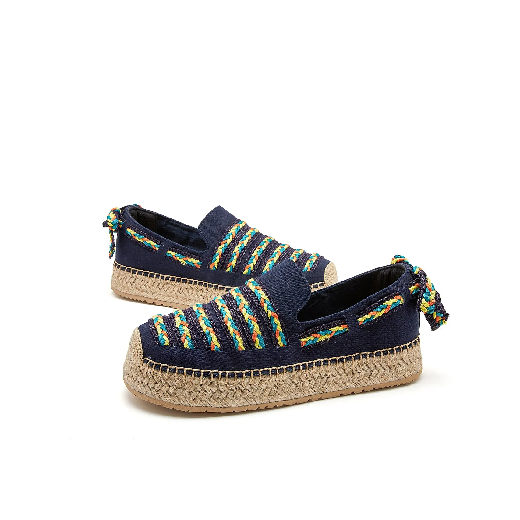 Handmade Women’s Slip-On Espadrille Canvas Loafers in Yellow-05321W