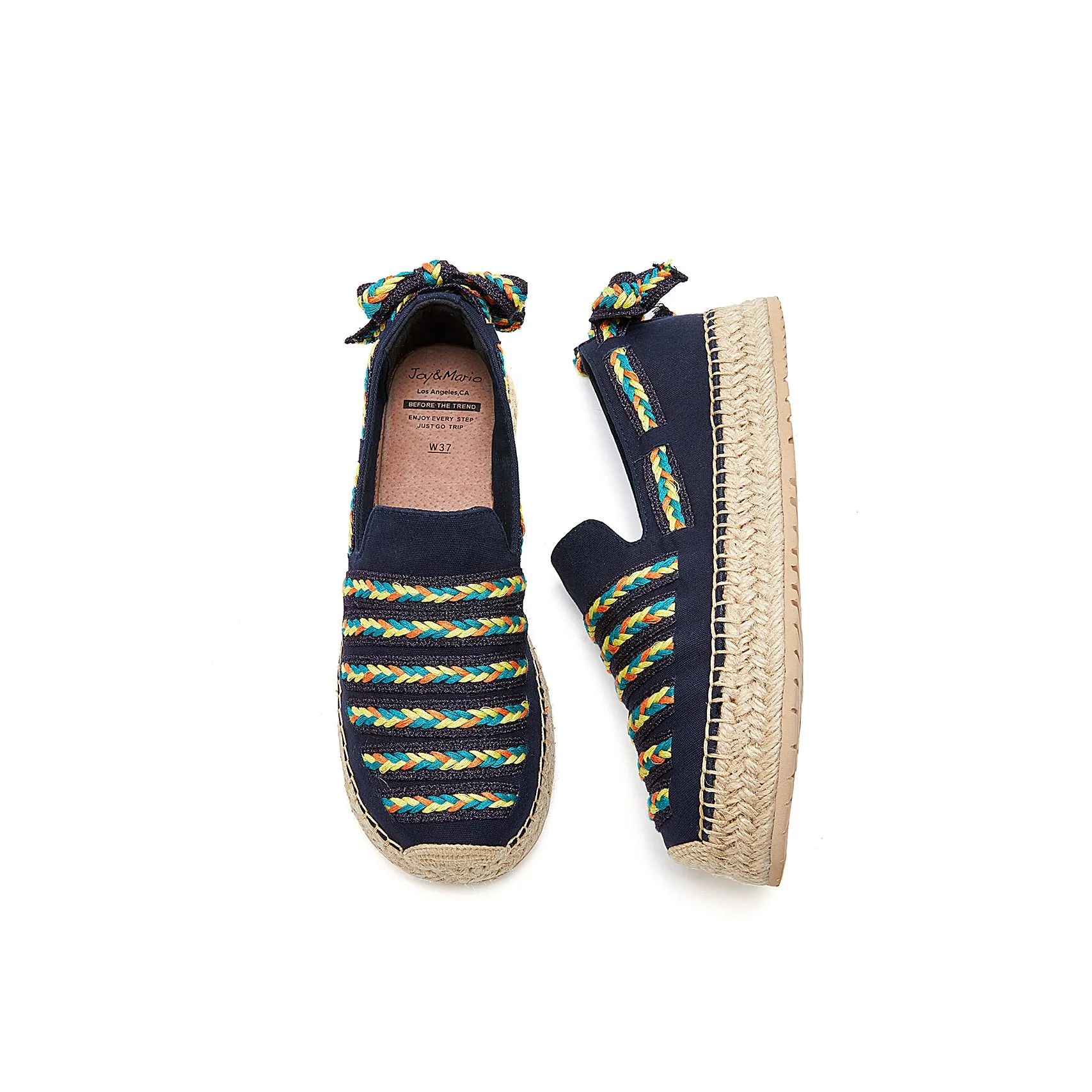 Handmade Women’s Slip-On Espadrille Canvas Loafers in Yellow-05321W