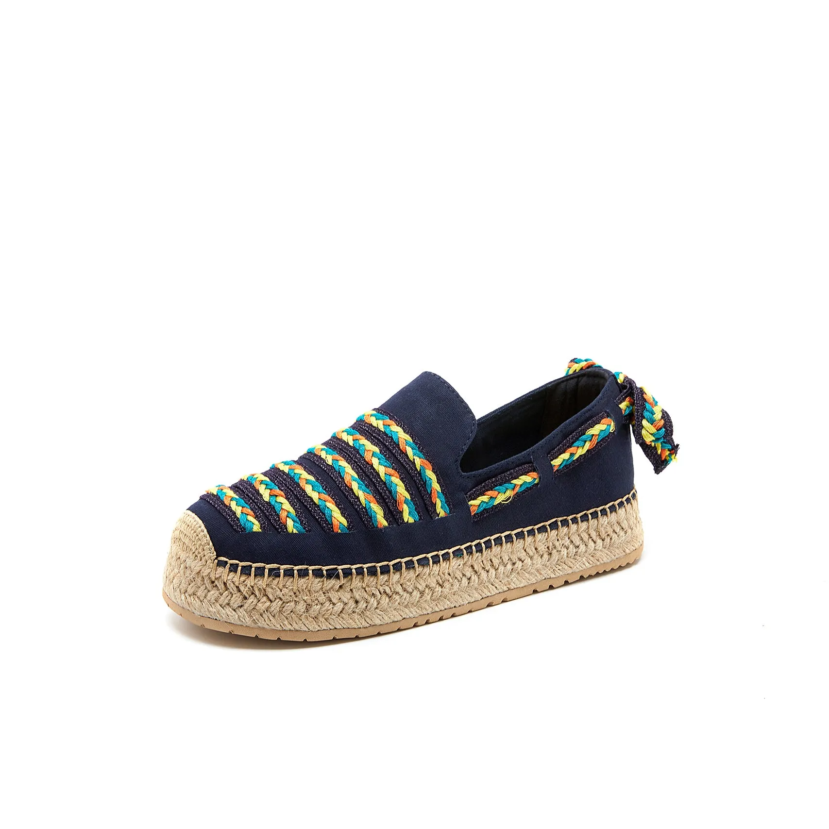 Handmade Women’s Slip-On Espadrille Canvas Loafers in Yellow-05321W