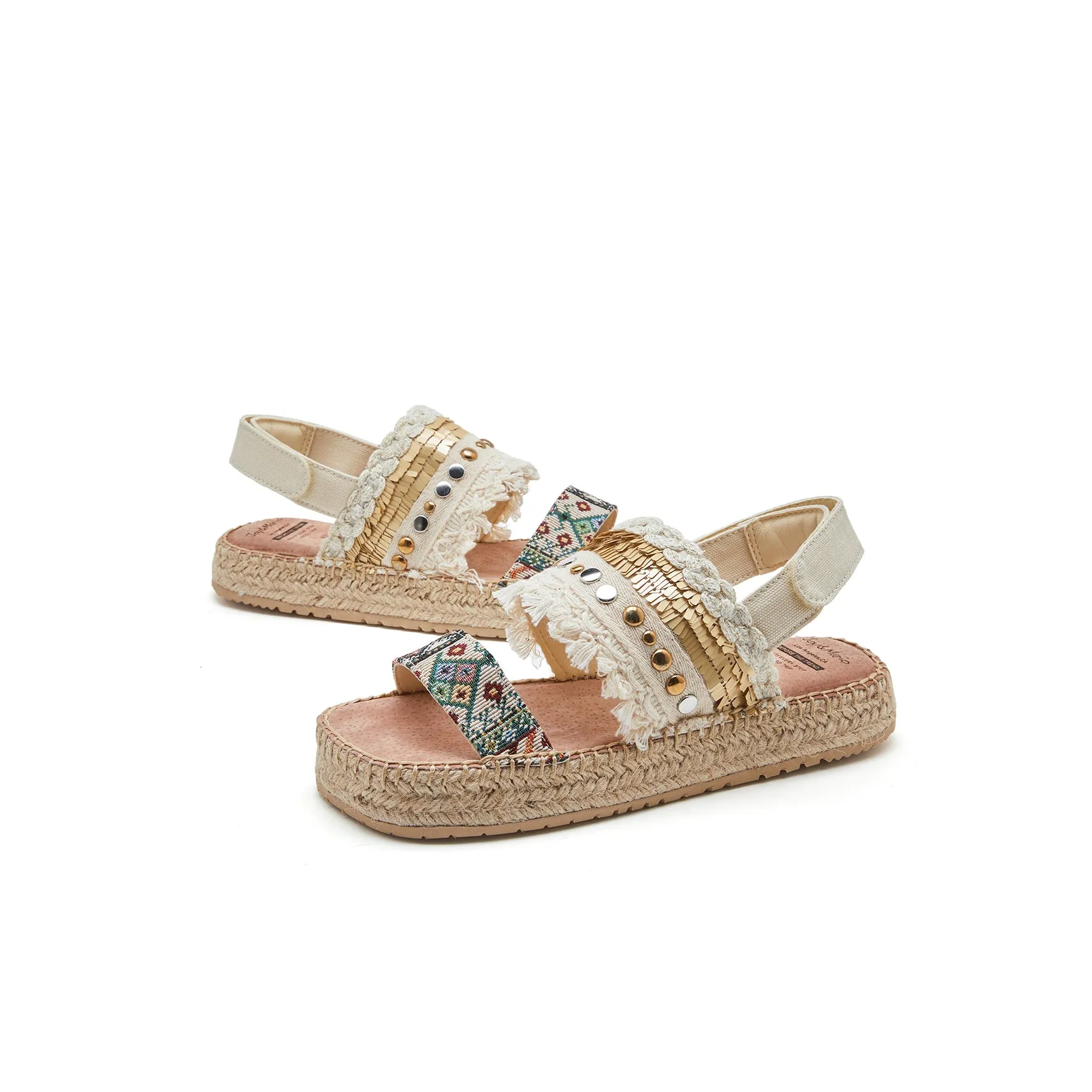 Handmade Women’s Slip-On Espadrille Fabric Loafers Flats Sandal-05372W