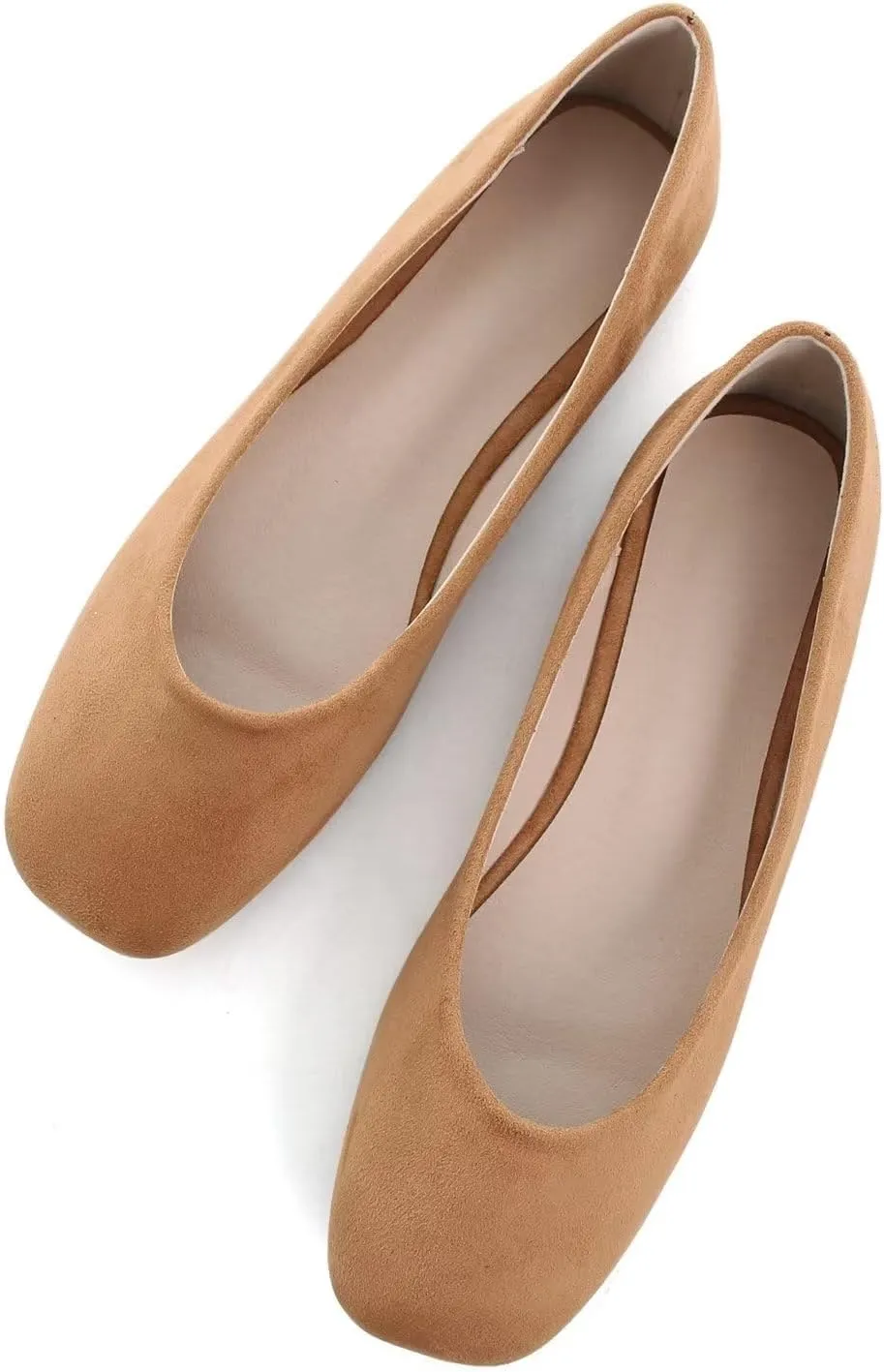 Hee grand Square Toe Ballet Flats for Women Rhinestones Chains Black Suede Dress Shoes Comfort Slip-On Loafers