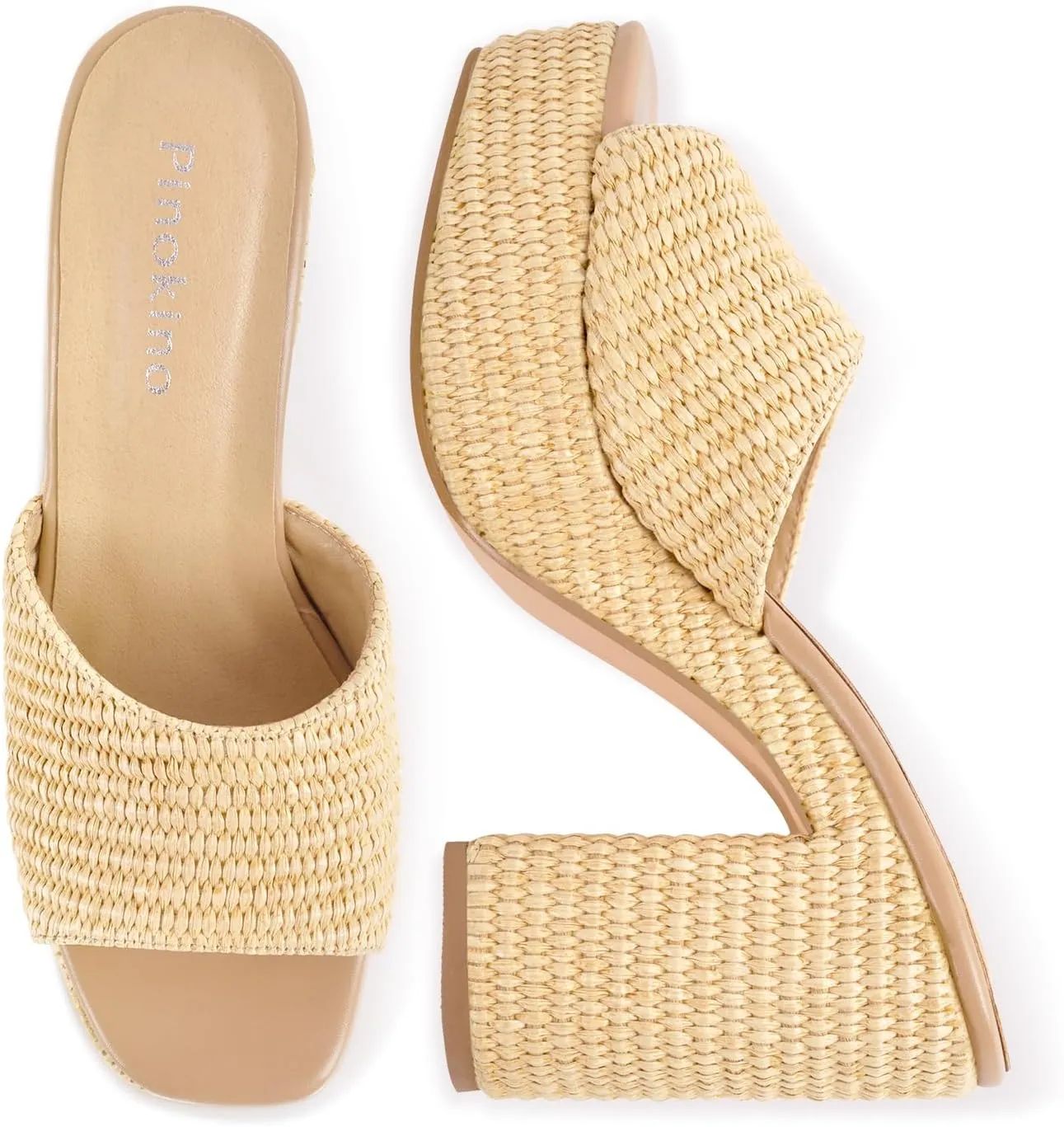 Heeled Platform Sandals for Women 2025 Chunky Espadrille Wedge Summer Beach Sandals Straw Slip On Shoes