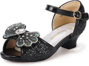 Hehainom Toddler Dress Shoes Little Girls Heels Flower Girl Sandals Open Toe Big Kid Wedding Party Shoes