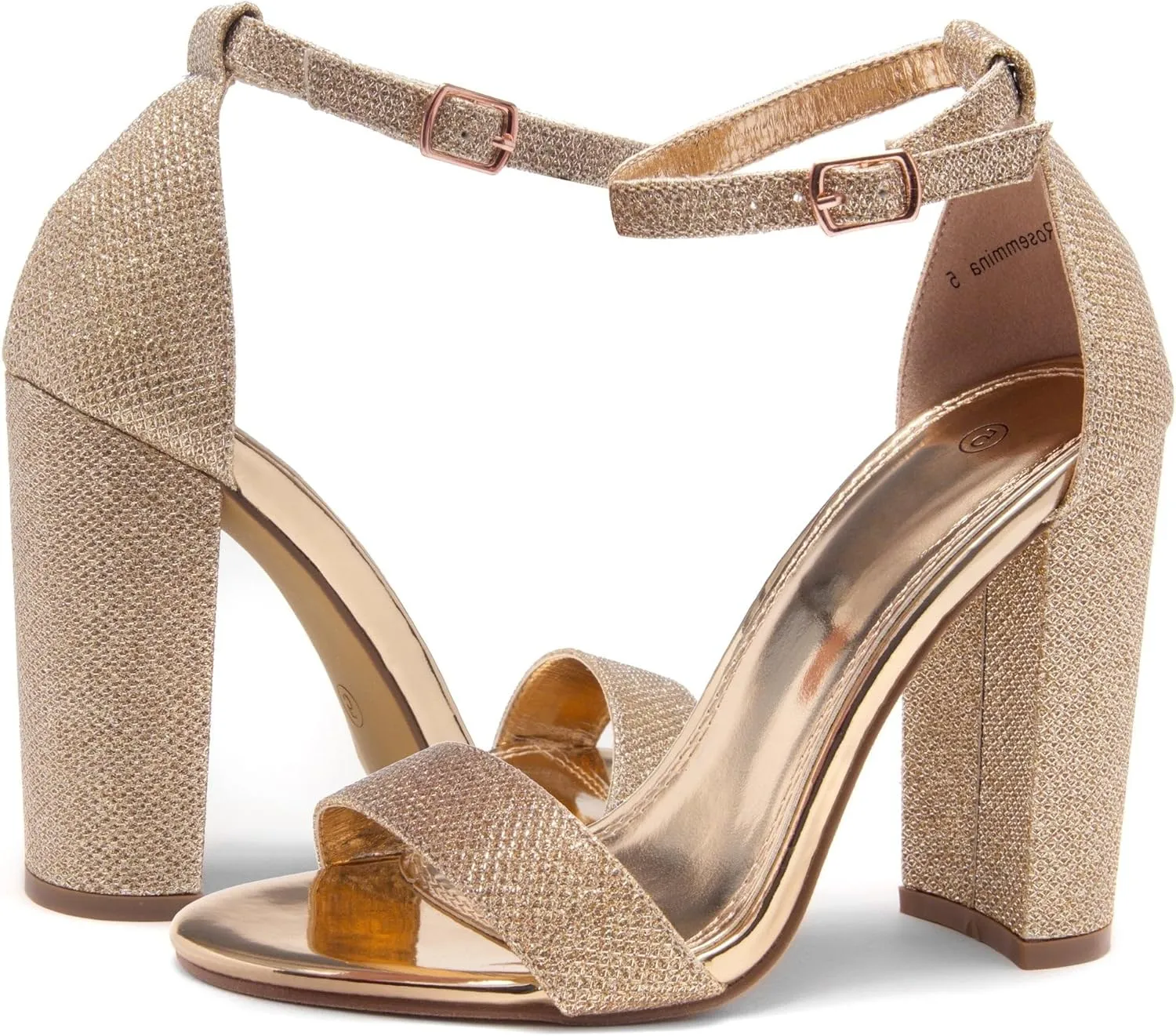 Herstyle Rosemmina Women’s Chunky Block Heels Open Toe Dress Heeled Sandals Ankle Strappy High Heel Pumps Shoes for Prom Wedding Party Office