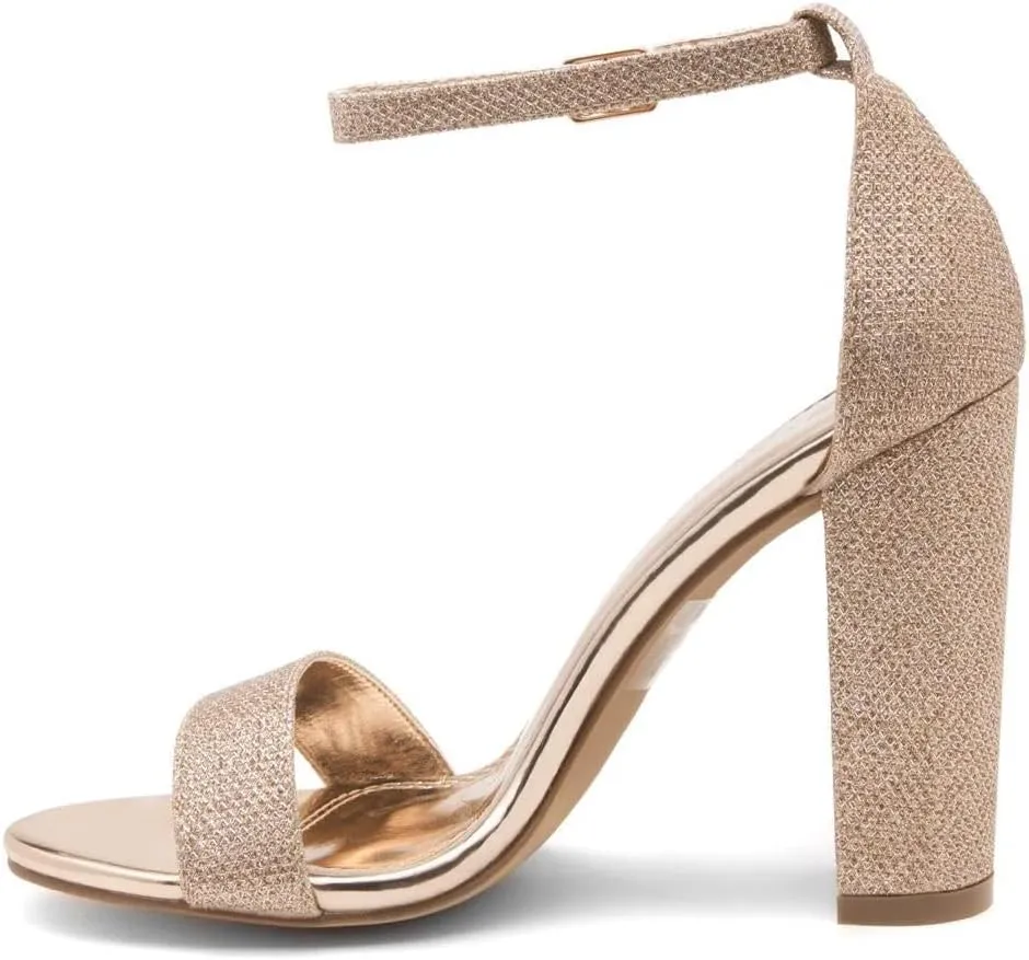 Herstyle Rosemmina Women’s Chunky Block Heels Open Toe Dress Heeled Sandals Ankle Strappy High Heel Pumps Shoes for Prom Wedding Party Office