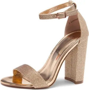 Herstyle Rosemmina Women’s Chunky Block Heels Open Toe Dress Heeled Sandals Ankle Strappy High Heel Pumps Shoes for Prom Wedding Party Office