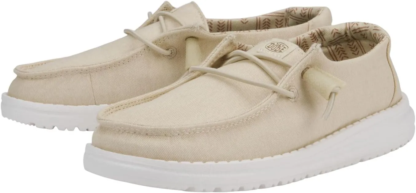 Hey Dude Girl's Wendy Stretch Canvas | Youth's Shoes | Youth Slip-on Loafers | Comfortable & Light-Weight