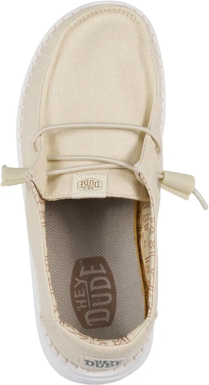 Hey Dude Girl's Wendy Stretch Canvas | Youth's Shoes | Youth Slip-on Loafers | Comfortable & Light-Weight