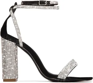 High Heels Women's Rhinestones Chunky Heel Sandals Open Toe Ankle Strap Pumps Wedding Dressy Shoes 11.5cm