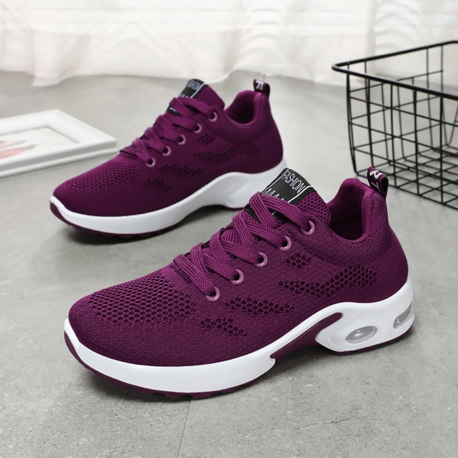 HINDOLA Womens Sneakers Air Cushion Running Shoes Lightweight Tennis Walking Shoes Mesh Breathable Sneakers Athletic Non Slip Shoes